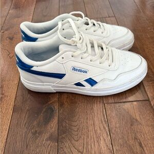 Reebok Classic White Sneakers with Blue Stripes